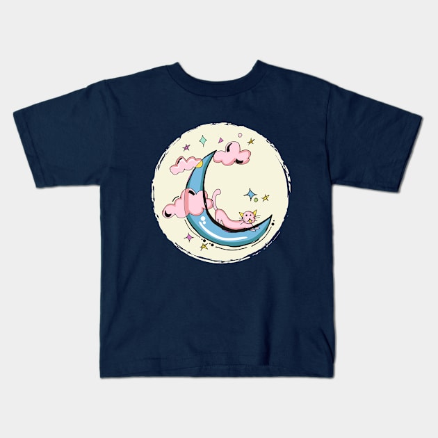 Moon and Cat Kids T-Shirt by herubintang